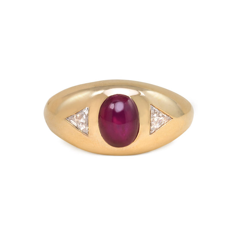 Retro Burma star ruby and diamond gypsy ring