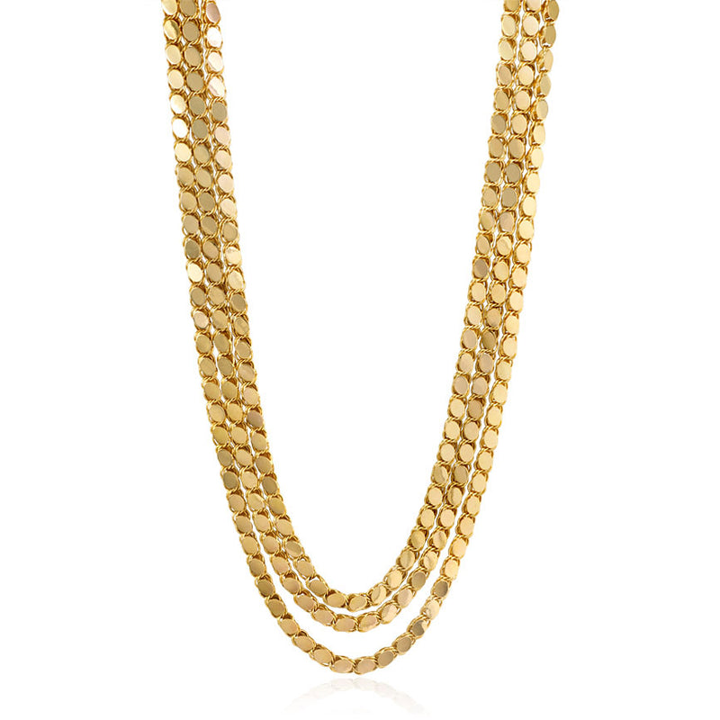 A gold paillete longchain.