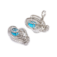 Turquoise and diamond clip earrings