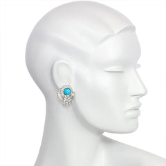 Turquoise and diamond clip earrings