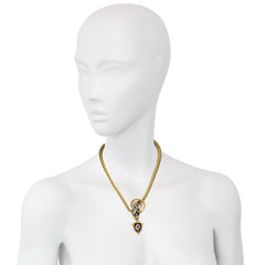 Antique gold, garnet and diamond serpent motif necklace