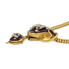 Antique gold, garnet and diamond serpent motif necklace