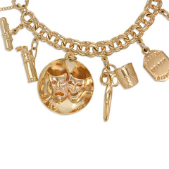 Gold travel theme charm bracelet