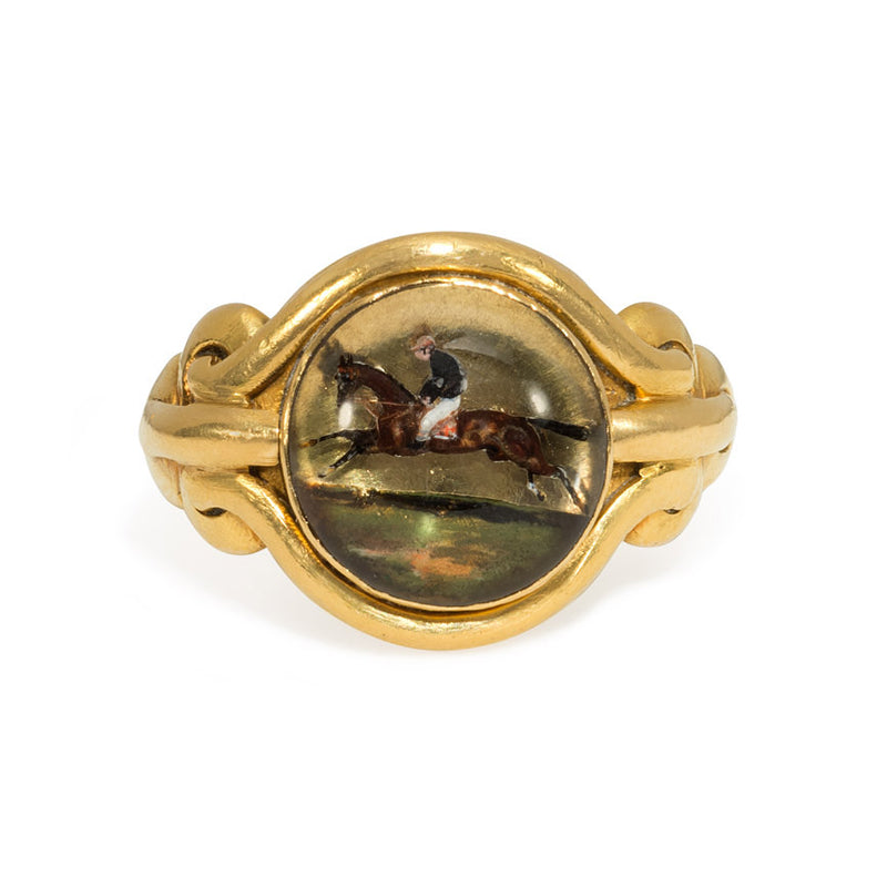 Antique Essex crystal ring with jockey