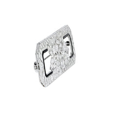 Art Deco diamond and onyx plaque brooch