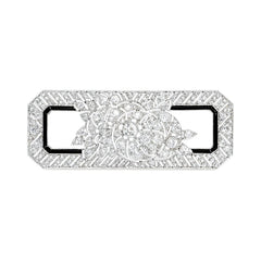 Art Deco diamond and onyx plaque brooch
