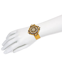 Antique gold, diamond, and enamel jarretière bracelet