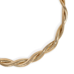 Retro gold snake link necklace with ruby-set clasp