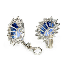 Ceylon sapphire and diamond cluster earrings