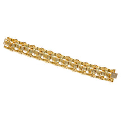 Mid-century gold and diamond woven design bracelet