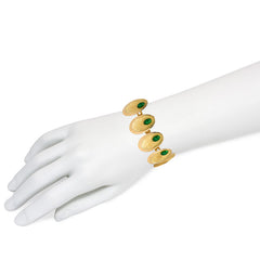 Gold and green enamel oval link bracelet