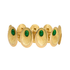 Gold and green enamel oval link bracelet