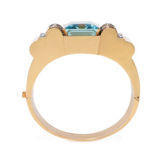 Retro gold, aquamarine, and diamond bracelet