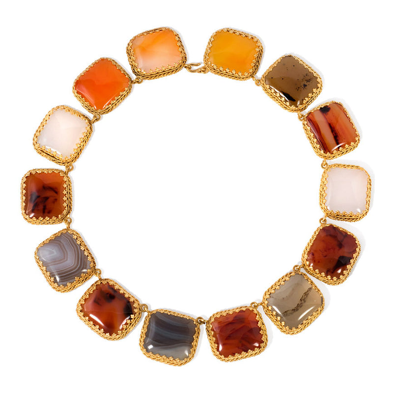 Victorian gilt and agate necklace