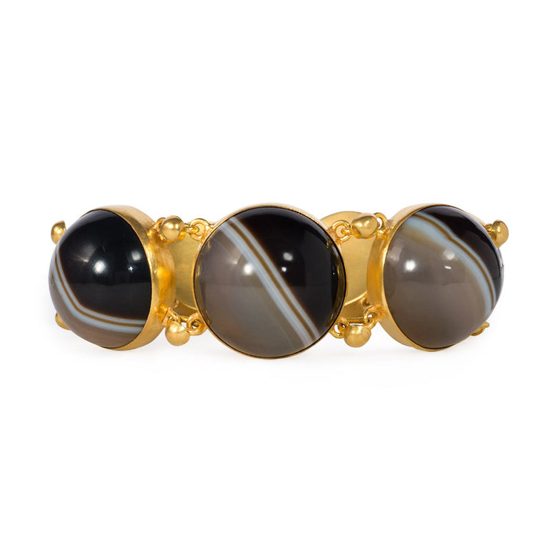 Antique graduated banded agate bracelet