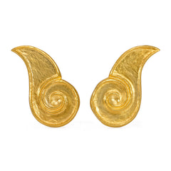 Pair of gold scrolled earrings. Lalaounis