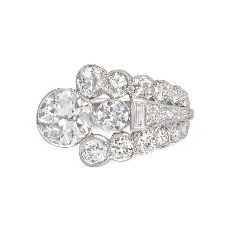 Retro diamond tapered design ring