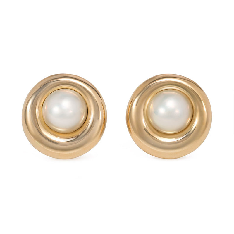 Gold and pearl button earrings, Chaumet