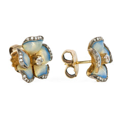 Art NEnamel and diamond flower earrings