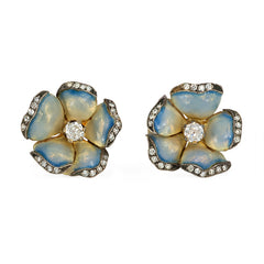 Art NEnamel and diamond flower earrings