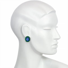 Estate sapphire and emerald cluster clip earrings