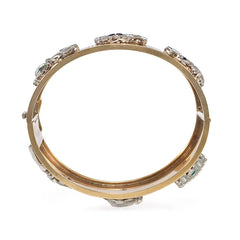 Retro gold and multi-gemstone charm cuff bracelet