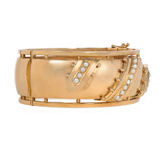 Antique French rose gold and pearl cuff bracelet