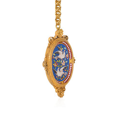 Antique gold and micromosaic pendant with doves