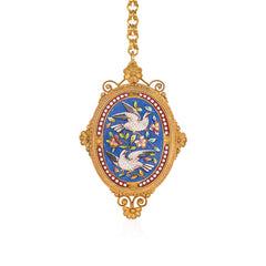 Antique gold and micromosaic pendant with doves