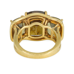 Verdura large three-stone citrine and peridot ring