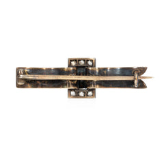 Antique blue enamel and diamond buckle brooch