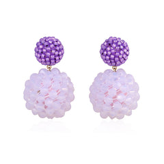 Two-toned violet hand beaded earrings
