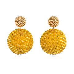Gold-plated and sunflower yellow beaded earrings