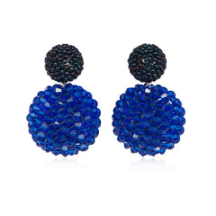 Blackberry and bright blue hand beaded earrings