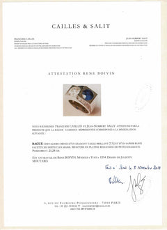 René Boivin Art Deco diamond and sapphire ring, France