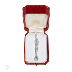 Cartier Art Deco diamond and pearl lavalier pendant