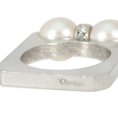 Cartier platinum, pearl and diamond spinner ring