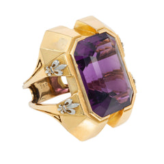 Cristofol Paris Art Moderne amethyst and gold cocktail ring
