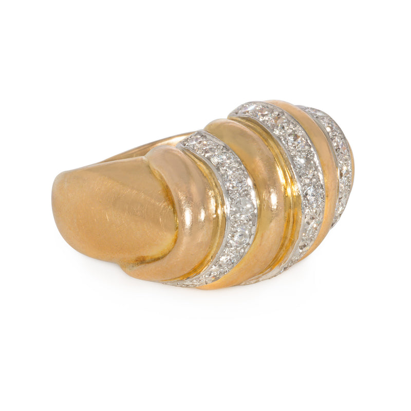 Retro Belperron gold and diamond striped bombé design