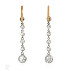 Edwardian diamond, platinum, and gold pendant earrings