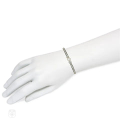 French antique pearl and diamond bangle bracelet