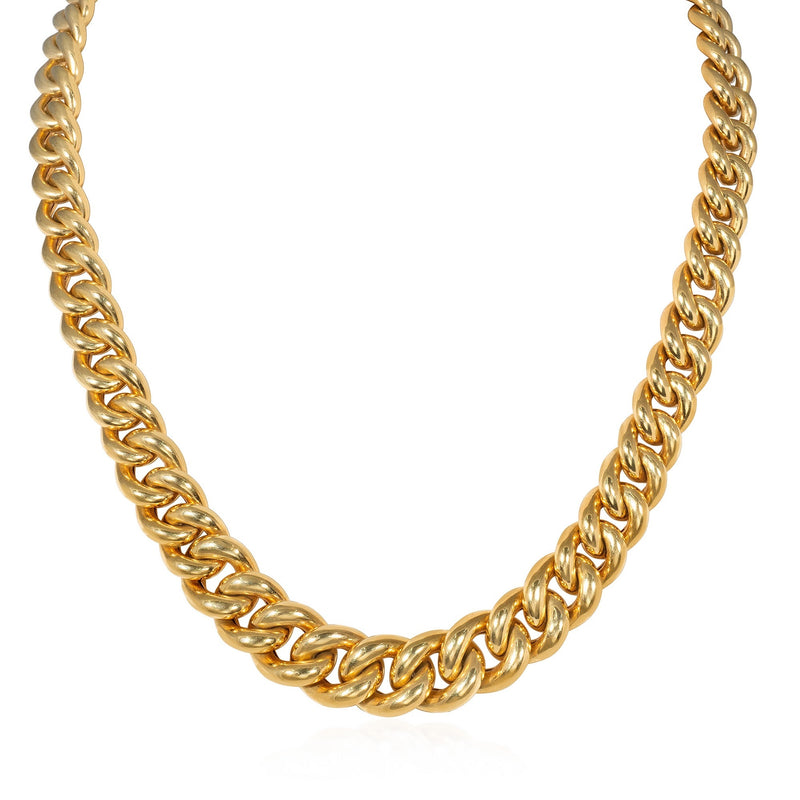French graduated gold curblink chain necklace