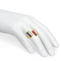 Cartier 1970s geometric ruby, sapphire, and diamond ring