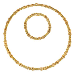 Italian convertible gold curb link necklace and bracelet