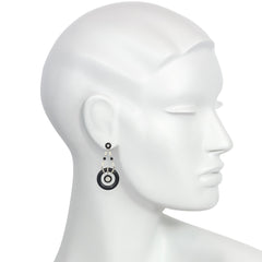 Unsigned Marsh & Co. Art Deco blackened steel, diamond and pearl hoop earrings