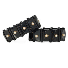 Antique carved onyx and pearl bangles