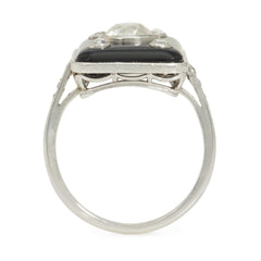 Art Deco rectangular onyx ring with diamonds