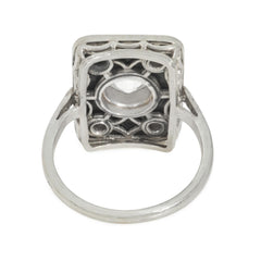 Art Deco rectangular onyx ring with diamonds