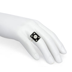 Art Deco rectangular onyx ring with diamonds