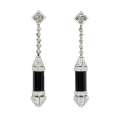 Art Deco diamond earrings with interchangeable tubular sections